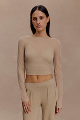 Brionee Silk Blend Knit Top - Sand